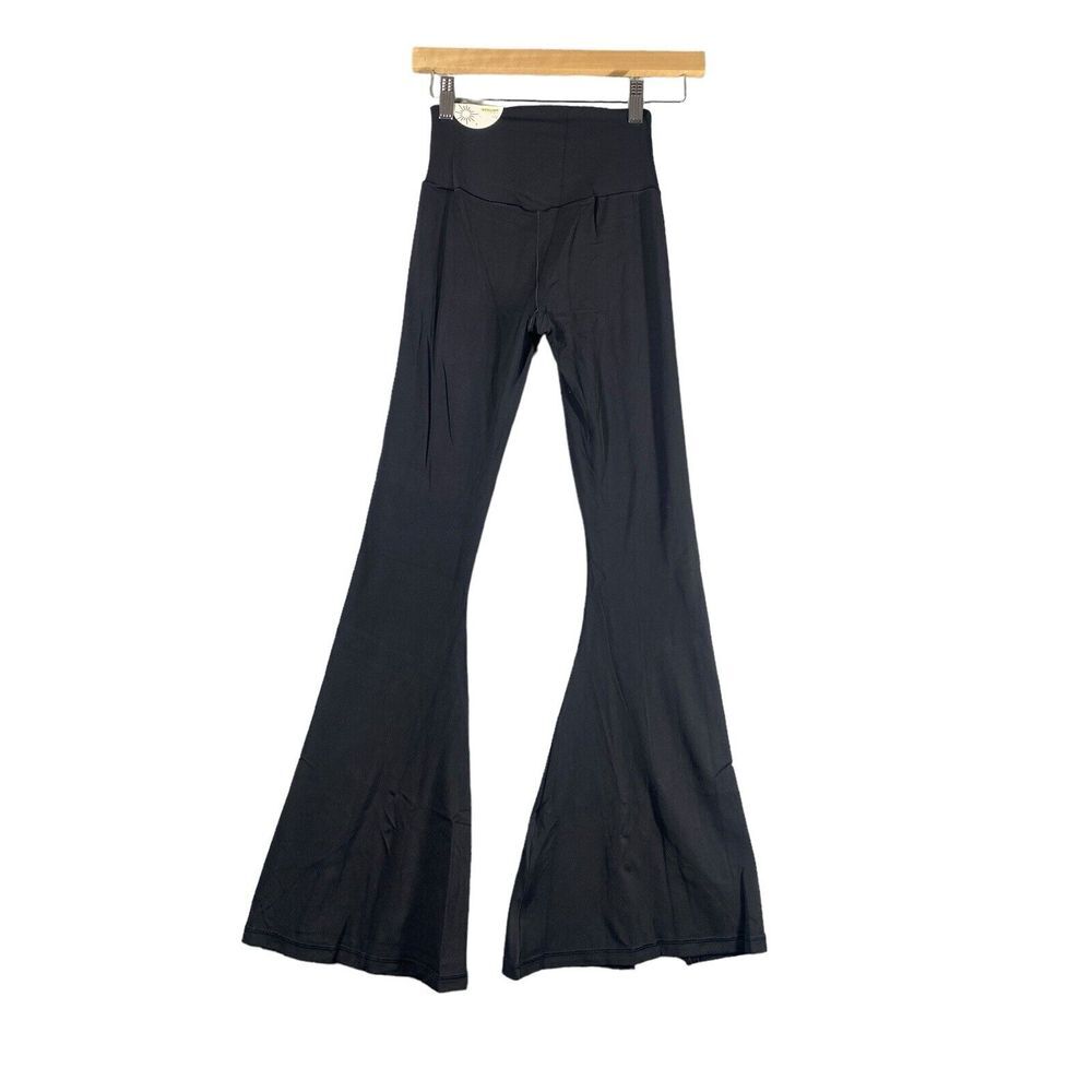 OFFLINE‎ by Aerie Womens Real Me Extra Flare High Rise Front Slit Black Leggings - Picture 5 of 8